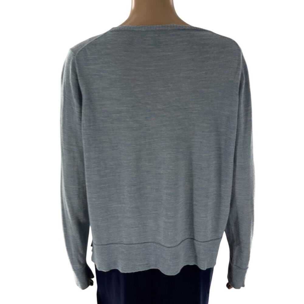 Eileen Fisher Blue Dawn Melange Ultra Fine Merino Wool Knit Top - Picture 6 of 8